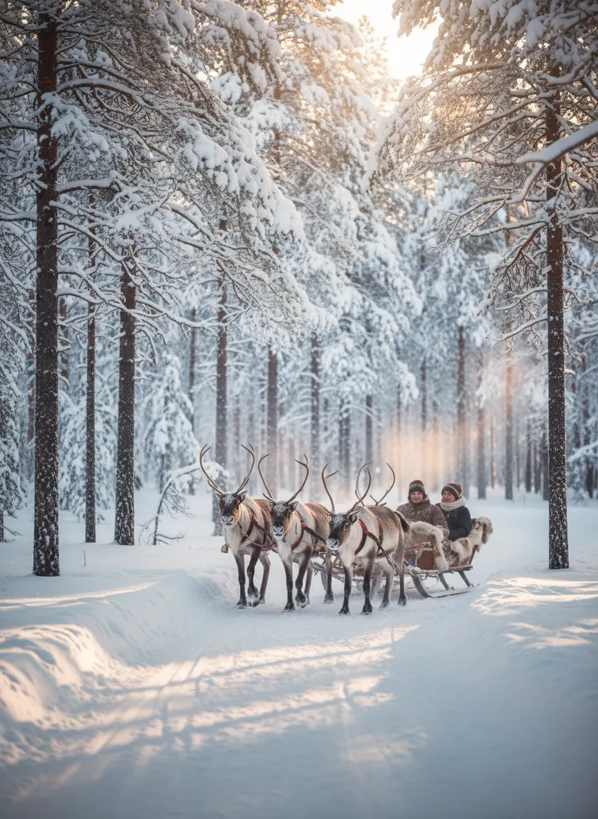 Reindeer in the Snow Forest